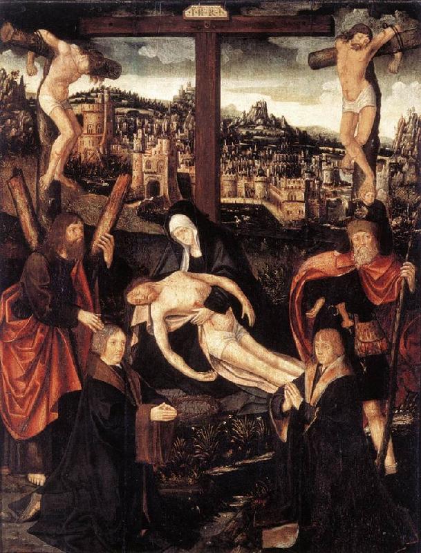 CORNELISZ VAN OOSTSANEN, Jacob Crucifixion with Donors and Saints fdg oil painting picture